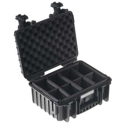 Outdoorový kufr typ 3000 černý, s nastavitelnými dělícími přepážkami