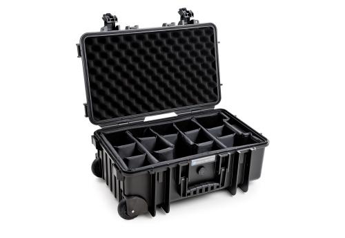 Outdoorový kufr typ 6600 černý, s nastavitelnými dělícími přepážkami
