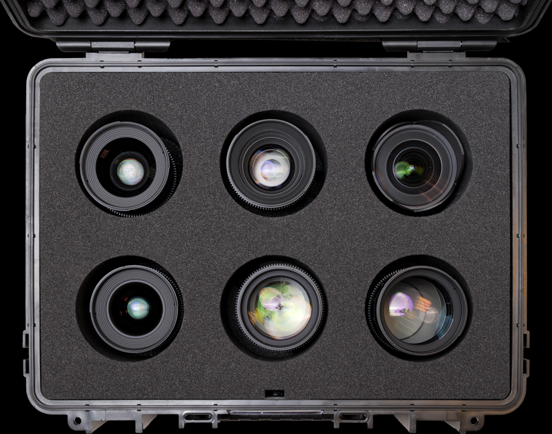 Outdoorový kufr typ 5000 černý, s předřezanou pěnou pro 6 SAMYANG VDSLR MKII filmmové objektivy