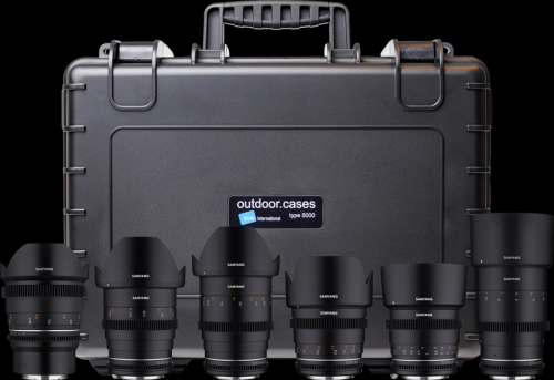 B&W Outdoorový kufr typ 5000, s předřezanou pěnou pro SAMYANG XEEN CF objektivy / Canon PL, černý