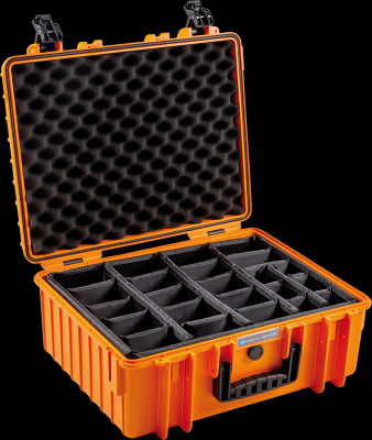 B&W outdoorový kufr typ 6000, s nastavitelnými dělícími přepážkami, oranžový