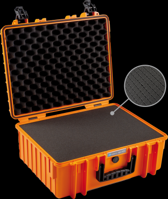 B&W outdoorový kufr typ 6000, s předřezanou pěnovou výplní, oranžový