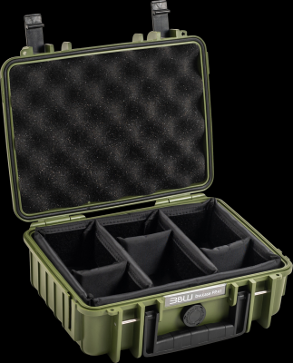 B&W outdoorový kufr typ 1000 s nastavitelnými dělícími přepážkami, bronzově zelený