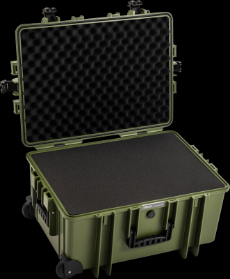 B&W outdoorový kufr typ 6800, s předřezanou pěnovou výplní, bronzově-zelený