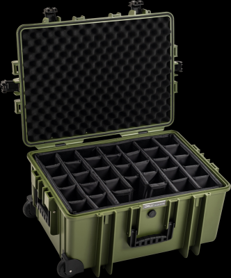 B&W outdoorový kufr typ 6800, s nastavitelnými dělícími přepážkami, bronzově-zelený