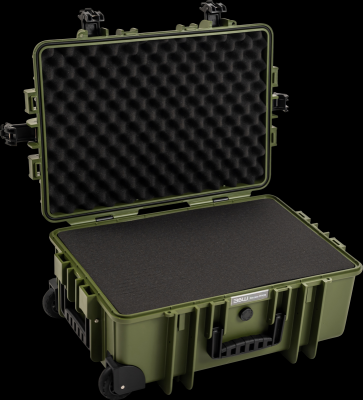 B&W outdoorový kufr typ 6700, s předřezanou pěnovou výplní, bronzově-zelený