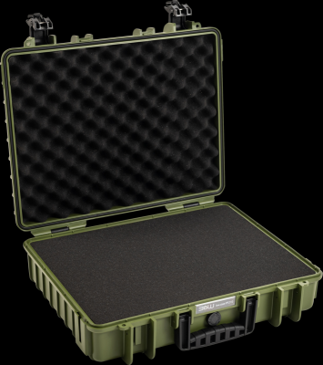 B&W outdoorový kufr typ 6040, s předřezanou pěnovou výplní, bronzově-zelený