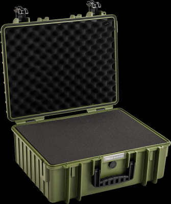 B&W outdoorový kufr typ 6000, s předřezanou pěnovou výplní, bronzově-zelený