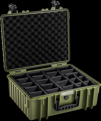 B&W outdoorový kufr typ 6000, s nastavitelnými dělícími přepážkami, bronzově-zelený