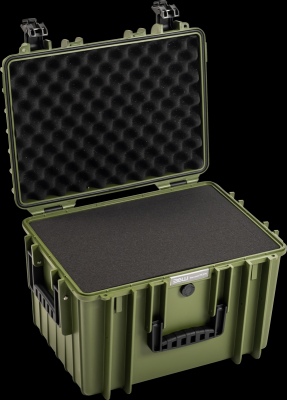 B&W outdoorový kufr typ 5500, s předřezanou pěnovou výplní, bronzově-zelený