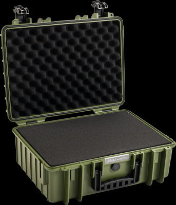 B&W outdoorový kufr typ 5000, s předřezanou pěnovou výplní, bronzově-zelený