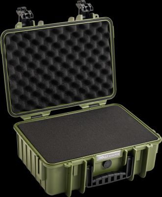 B&W outdoorový kufr typ 4000, s předřezanou pěnovou výplní, bronzově-zelený