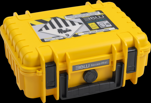 B&W outdoorový kufr Battery.case P908.8 pro transport a úschovu vibitých lithiových baterií, žlutý