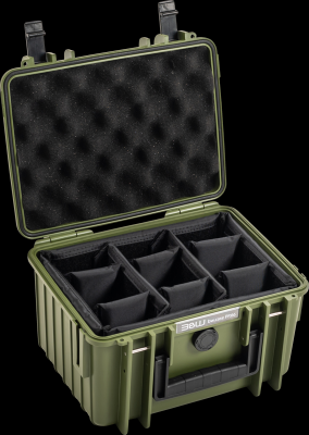 B&W outdoorový kufr typ 2000, s nastavitelnými dělícími přepážkami, bronzově-zelený